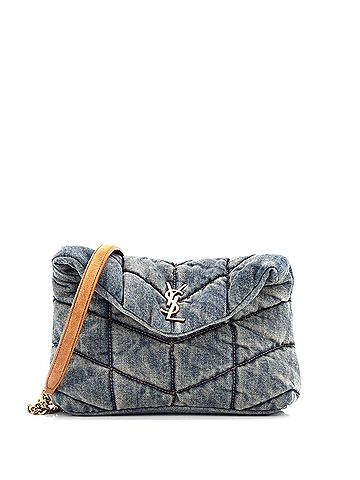 Saint Laurent Loulou Puffer Shoulder Bag Quilted Vintage Denim Mini (view 1)