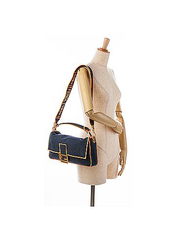 Fendi Large Denim Baguette Satchel (view 2)