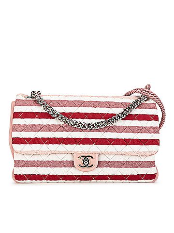 Chanel Maxi Stripe Jersey Felt and Rope Flap (view 1)