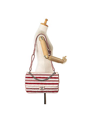 Chanel Maxi Stripe Jersey Felt and Rope Flap (view 2)