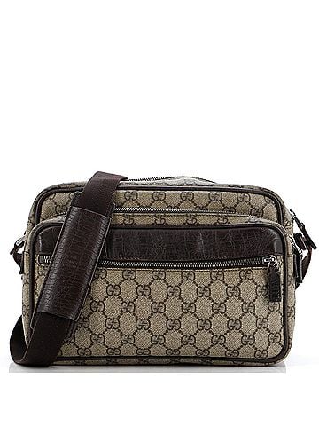 Gucci Front Zip Camera Bag GG Coated Canvas with Leather Medium (view 1)