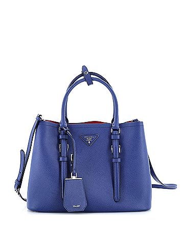 Prada Belted Strap Cuir Double Tote Saffiano Leather Small (view 1)