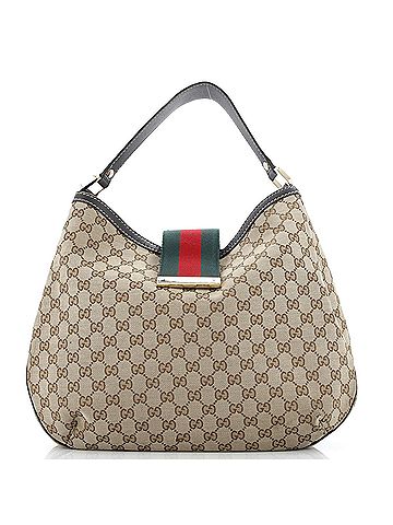 Gucci New Ladies Web Hobo GG Canvas Large (view 1)