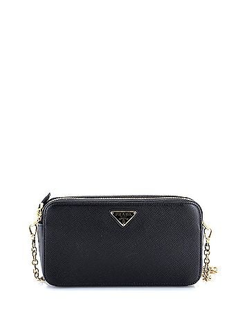 Prada Double Zip Wallet on Chain Crossbody Saffiano Leather Mini (view 1)
