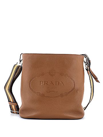 Prada Logo Bucket Messenger Bag Vitello Phenix Medium (view 1)