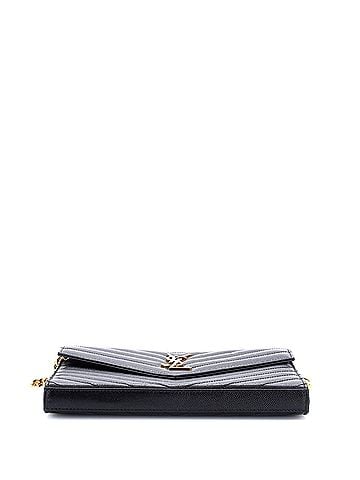 Saint Laurent Classic Monogram Wallet on Chain Matelasse Chevron Leather Medium (view 2)