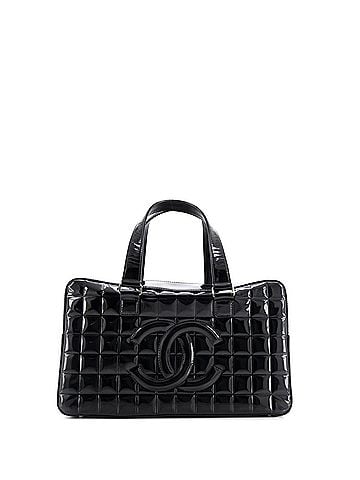 Chanel Chocolate Bar CC Bowler Bag Quilted Patent Large (view 1)