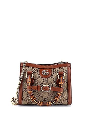 Gucci Diana NM Bamboo Handle Tote Crystal Embellished GG Canvas Mini (view 1)