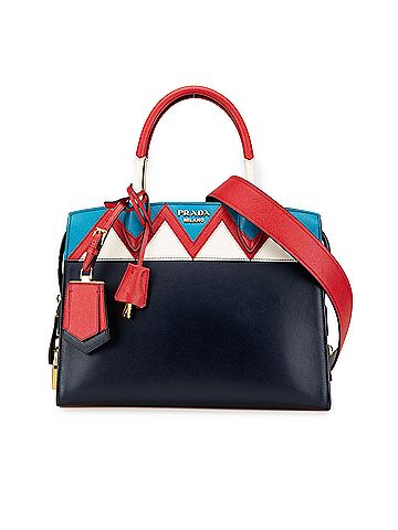 Prada Medium Saffiano Trimmed City Calf Greca Esplanade Satchel (view 1)