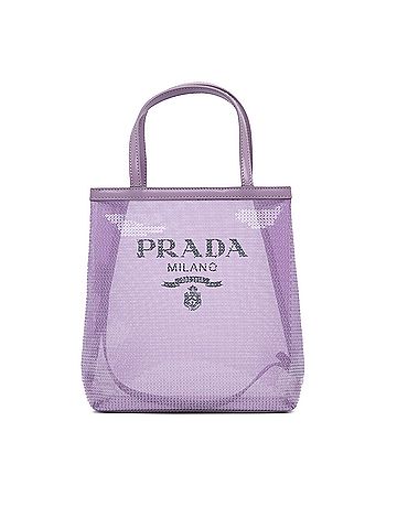 Prada Small Sequined Mesh Logo Tote (view 1)