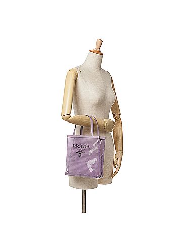 Prada Small Sequined Mesh Logo Tote (view 2)