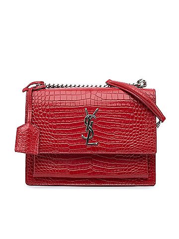 Saint Laurent Medium Croc Embossed Leather Sunset Crossbody (view 1)