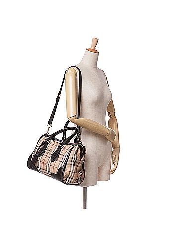 Burberry Small Haymarket Check Coated Canvas Gladstone Satchel (view 2)
