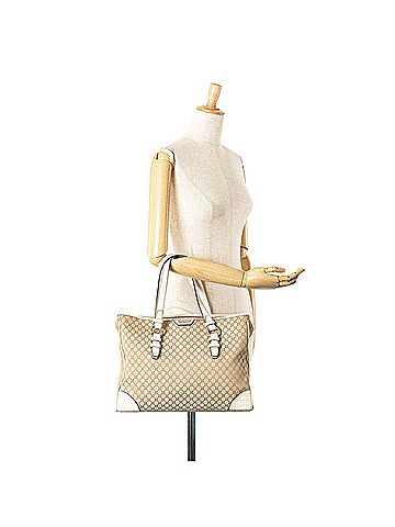 Céline Embossed Leather-Trimmed Macadam Canvas Tote (view 2)