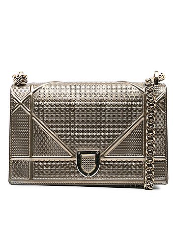 Dior Medium Metallic Patent Microcannage Diorama Flap (view 1)