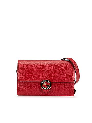 Gucci Leather Interlocking G Dollar Wallet on Chain (view 1)