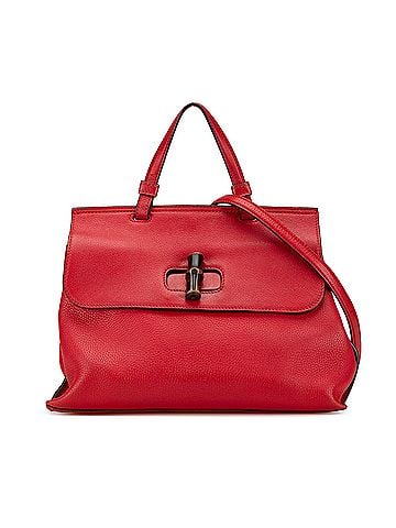 Gucci Medium Leather Bamboo Daily Satchel (view 1)