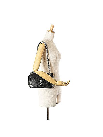 Saint Laurent Medium Monogram Heart Patchwork Chain Wallet (view 2)
