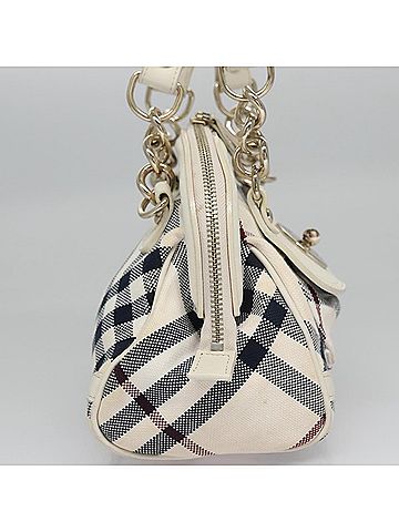 Burberry Nova Check White Canvas Handbag (view 2)
