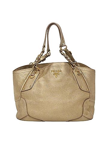 Prada Vitello Gold Leather Tote Bag (view 1)