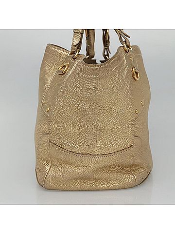 Prada Vitello Gold Leather Tote Bag (view 2)