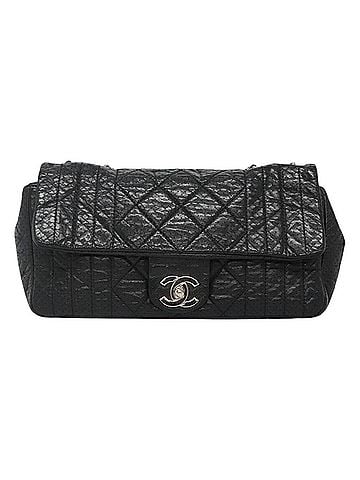 Chanel Single Flap Black Leather Shoulder Bag (view 1)