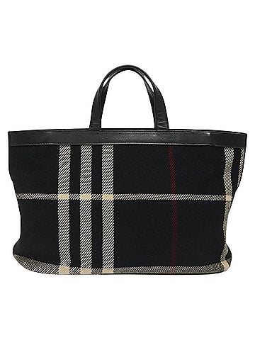Burberry Nova Check Black Wool Tote Bag (view 1)
