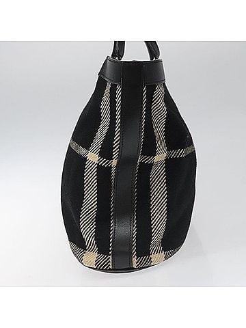 Burberry Nova Check Black Wool Tote Bag (view 2)