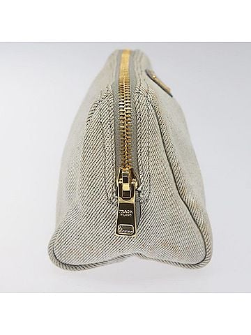 Prada Grey Canvas Clutch Bag (view 2)