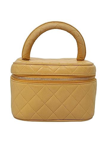 Chanel Vanity Yellow Leather Clutch Bag (view 1)