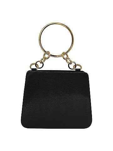 Salvatore Ferragamo Gancini Line Black Leather Handbag (view 1)