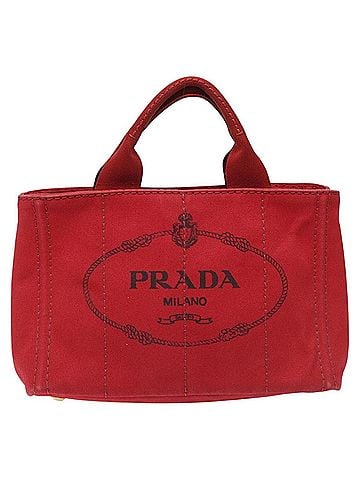 Prada Canapa Red Canvas Tote Bag (view 1)