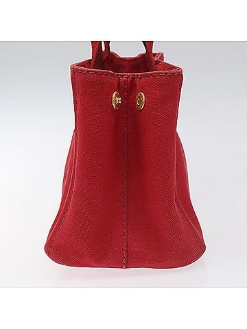 Prada Canapa Red Canvas Tote Bag (view 2)