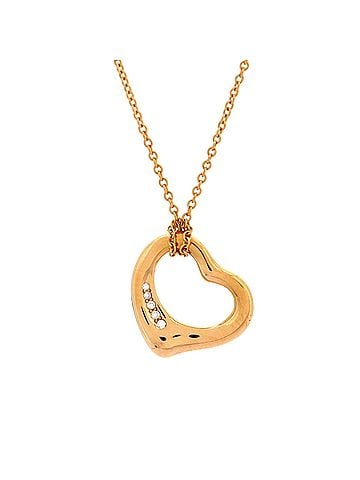 Tiffany & Co. Elsa Peretti Open Heart 5 Diamonds Pendant Necklace 18K Rose Gold with Diamonds (view 1)