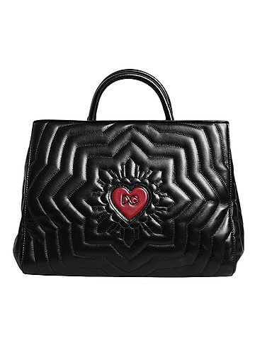 Dolce & Gabbana Basic Black Logo Heart Quilted Crossbody Glam Tote Women's Bag (view 1)