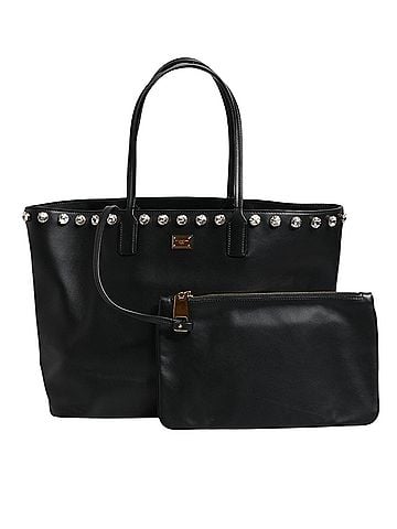Dolce & Gabbana Basic Black Crystal Leather Shopping Women Tote Women's Bag (view 1)