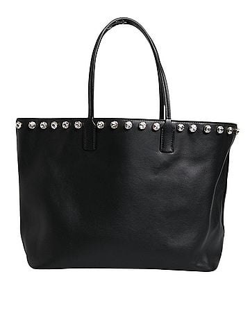 Dolce & Gabbana Basic Black Crystal Leather Shopping Women Tote Women's Bag (view 2)