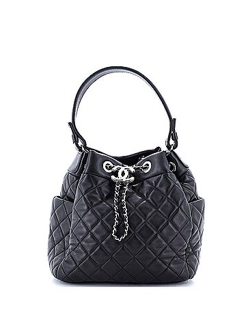 Chanel CC Chain Drawstring Bucket Bag Quilted Lambskin Small (view 1)