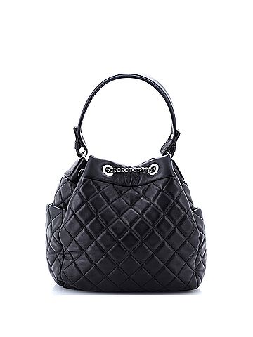 Chanel CC Chain Drawstring Bucket Bag Quilted Lambskin Small (view 2)