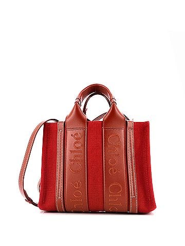 Chloé Woody Tote Canvas with Leather Small (view 1)