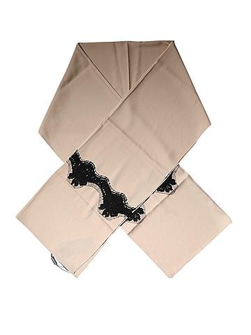Dolce & Gabbana Basic Beige Floral Lace Trim Silk Neck Wrap Women's Scarf (view 1)