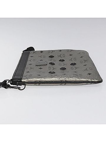 MCM Visetos Stark Silver Leather Clutch Bag (view 2)