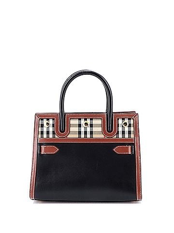 Burberry Title Two Handle Tote Leather with Vintage Check Canvas Mini (view 1)