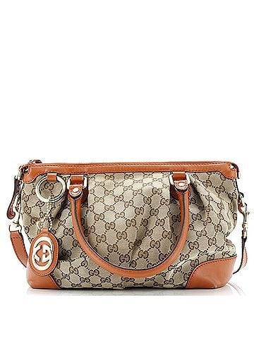 Gucci Sukey Top Handle Satchel GG Canvas with Leather Medium (view 1)
