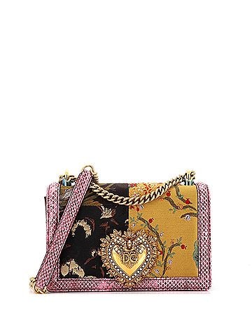 Dolce & Gabbana Devotion Crossbody Bag Patchwork Printed Fabric With Snakeskin Small (view 1)