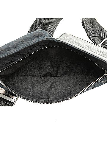Gucci 100% Canvas Black GG Canvas Double Pocket Belt Bag One size