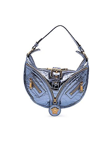 Versace Dua Lipa Small Metallic Lambskin Repeat Hobo (view 1)