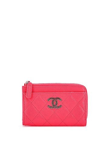 Chanel CC Cut Out Coco Chanel Zip Around Card Holder Quilted Caviar (view 1)