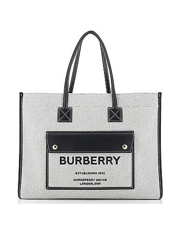 Burberry Freya Shopping Tote Canvas with Leather Medium (view 1)
