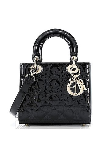 Christian Dior Lady Dior Bag Cannage Quilt Patent Small (view 1)